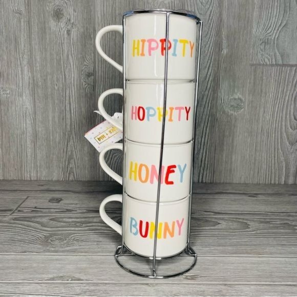 Nwt coco & Lola Hippity Hoppity Honey Bunny Stackable Mug Set coffee tea cups - Picture 1 of 4